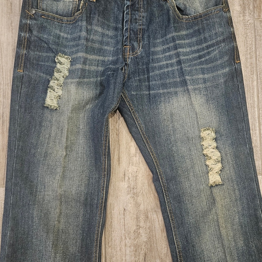 Cult Of‎ Individuality Jeans Size 36x34 Hagen Straight Leg Dark Wash Distressed - Picture 6 of 13